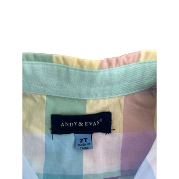 Andy & Evan Kids Pastel Check Plaid LS Button Down Shirt Size 2T NWT - Picture 2 of 9